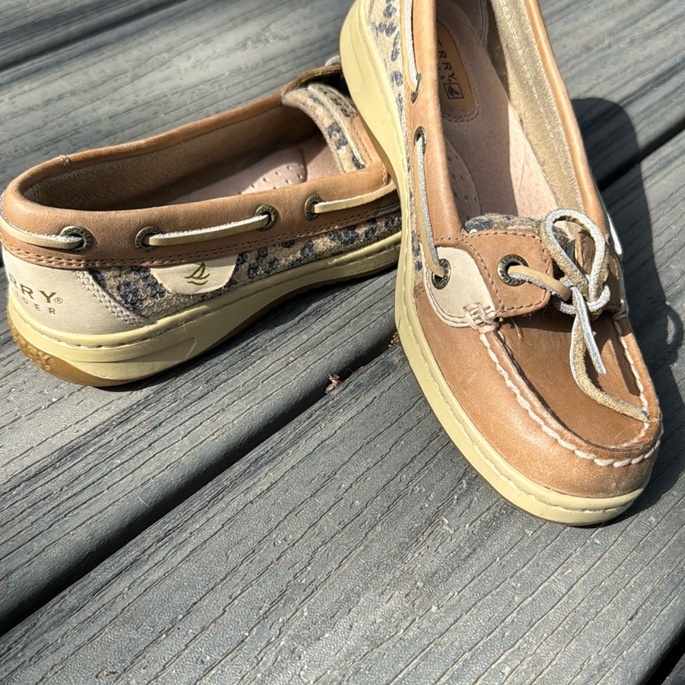 Sperry Cheetah Print Glitter Boat Shoes